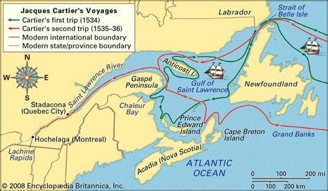 jacques cartier map of voyages.